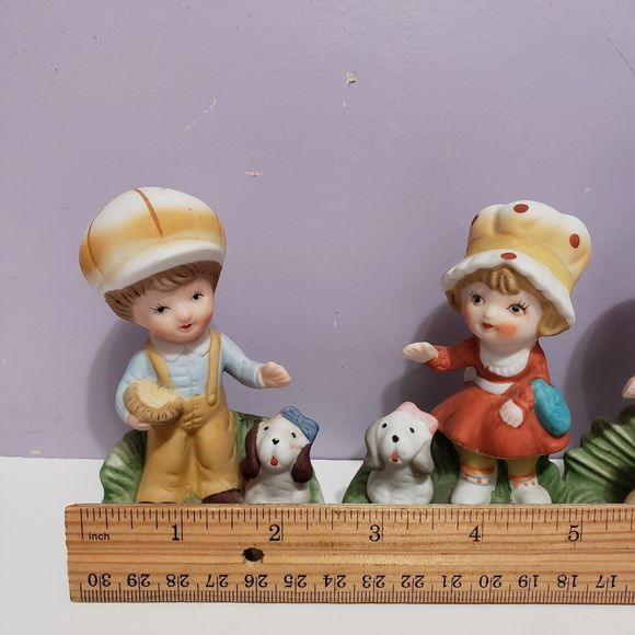 Homco Trio Children / w Pets Bisque Porcelain Figurines - Picture 6 of 10
